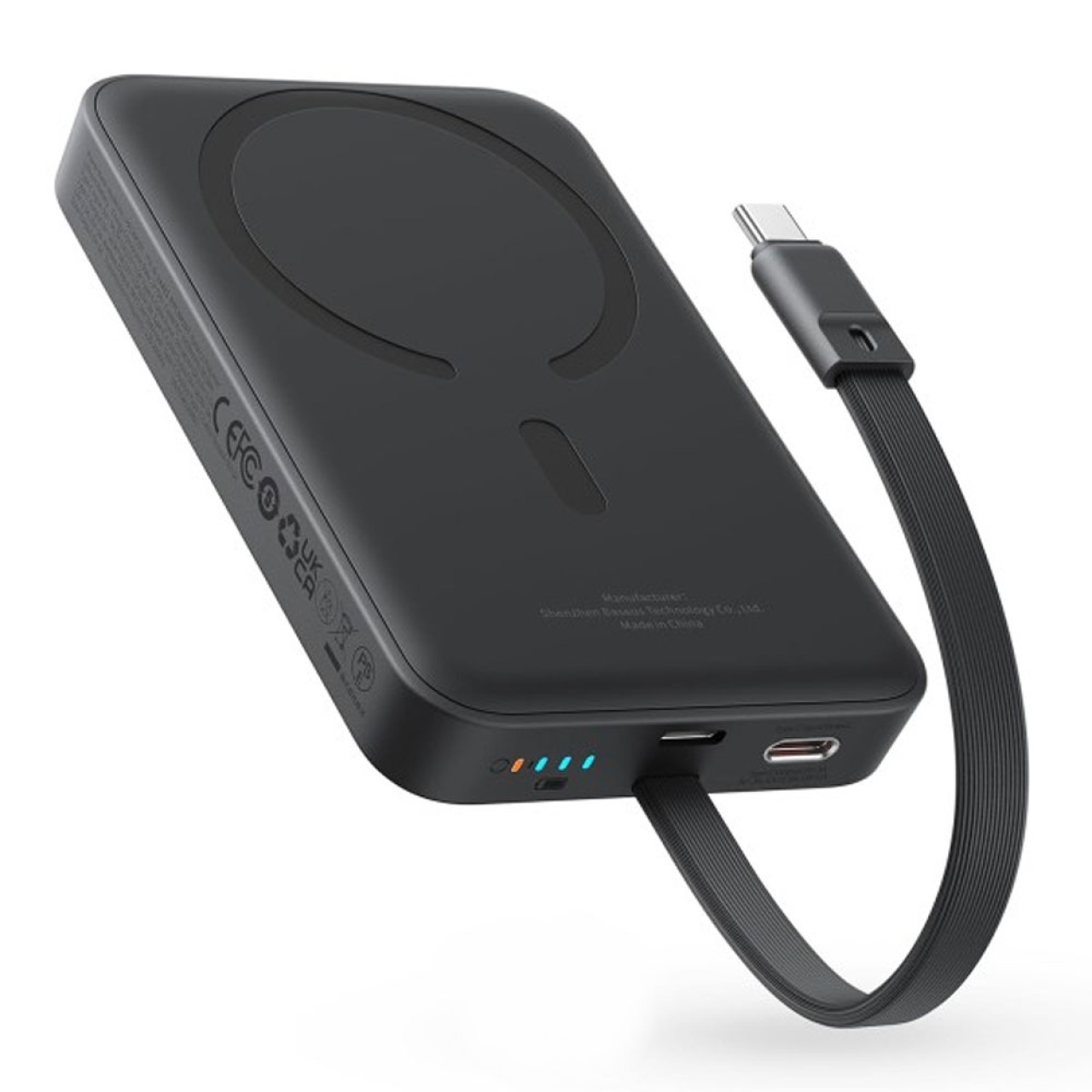 پاوربانک بی‌سیم 30 وات باسئوس مدل Magnetic Mini ظرفیت 10000 میلی آمپر ساعت