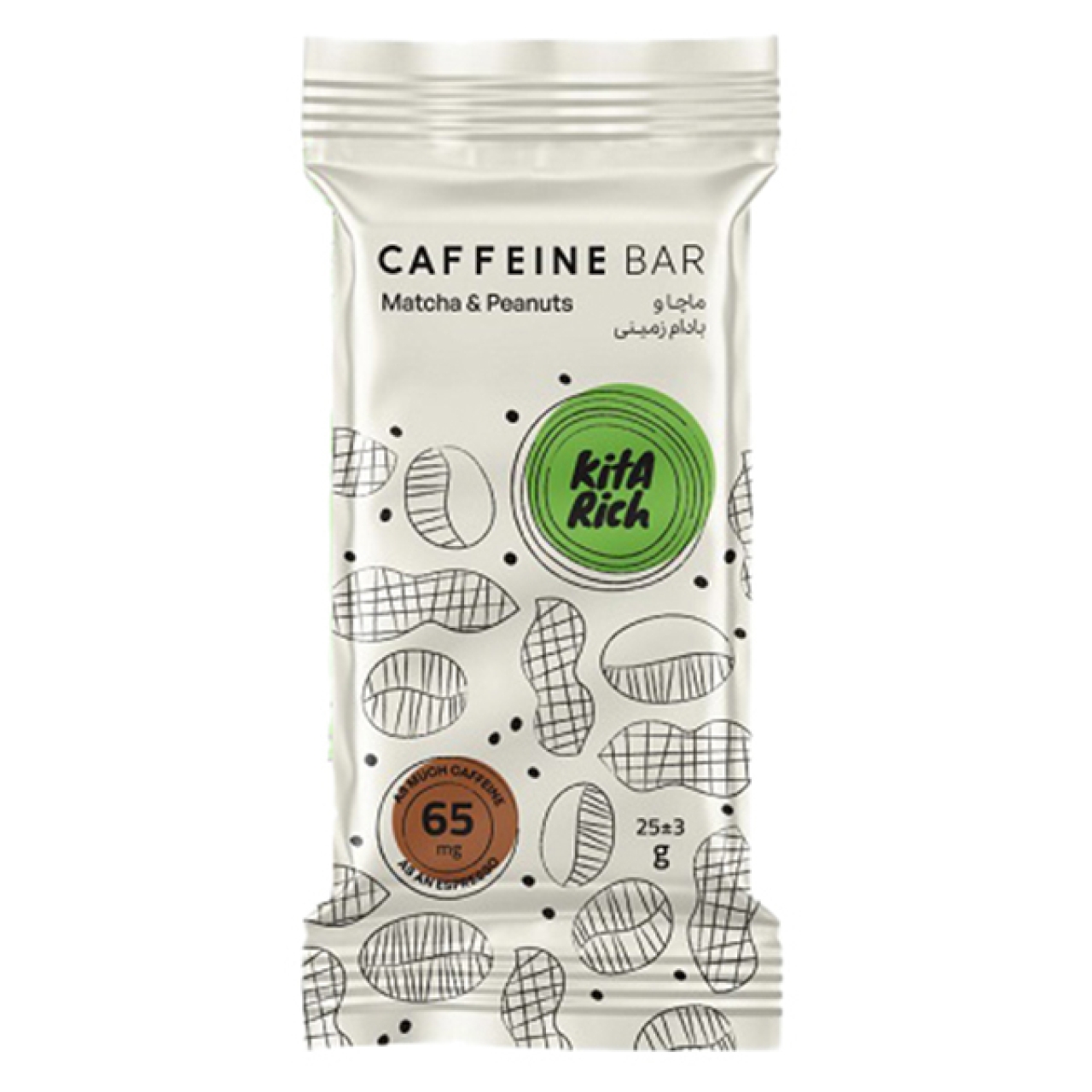 کافئین بار ماچا و بادام زمینی کیتاریچ - 25 گرم بسته 12 عددی
