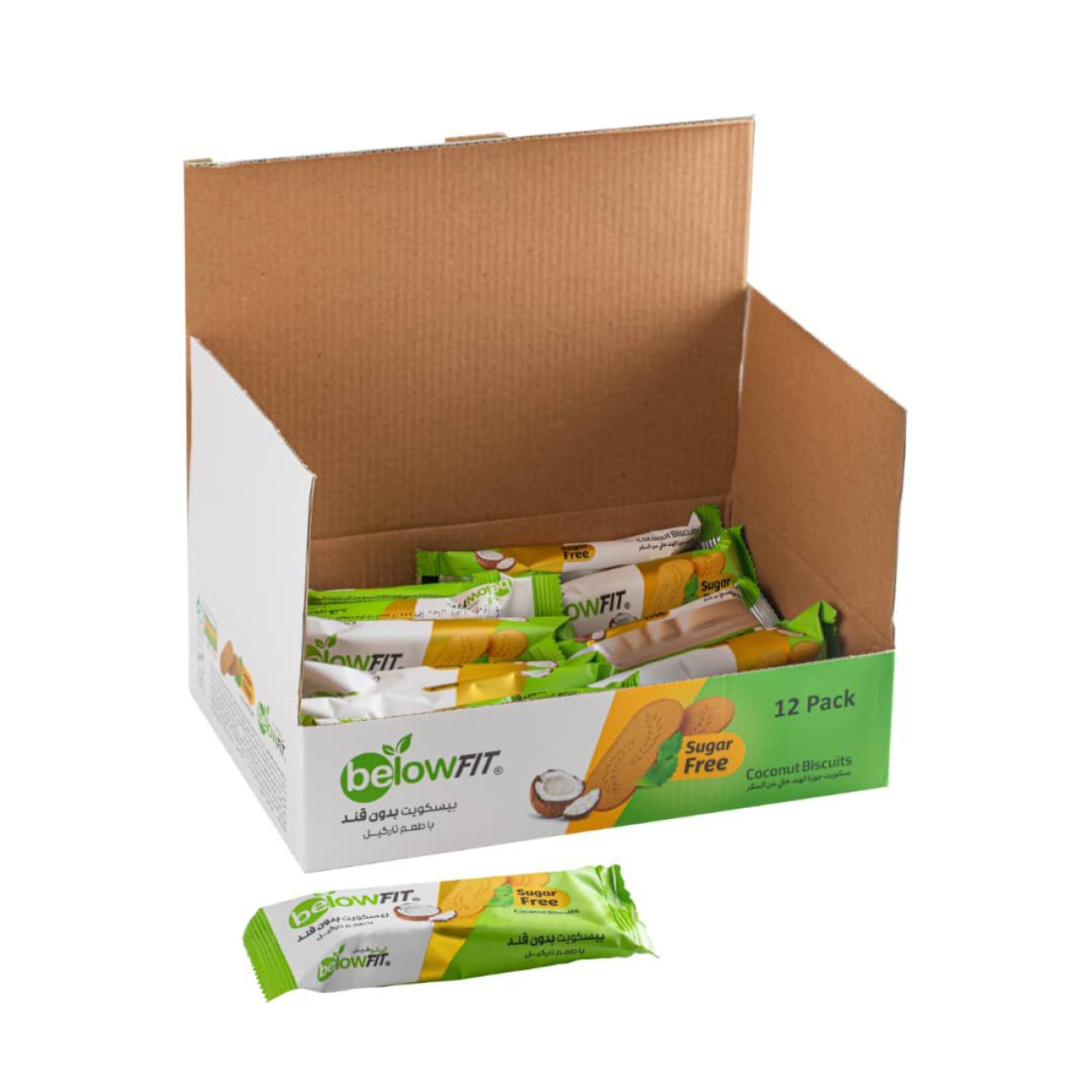 بیسکویت بدون قند نارگیلی بیلو  بسته 12 عددی
