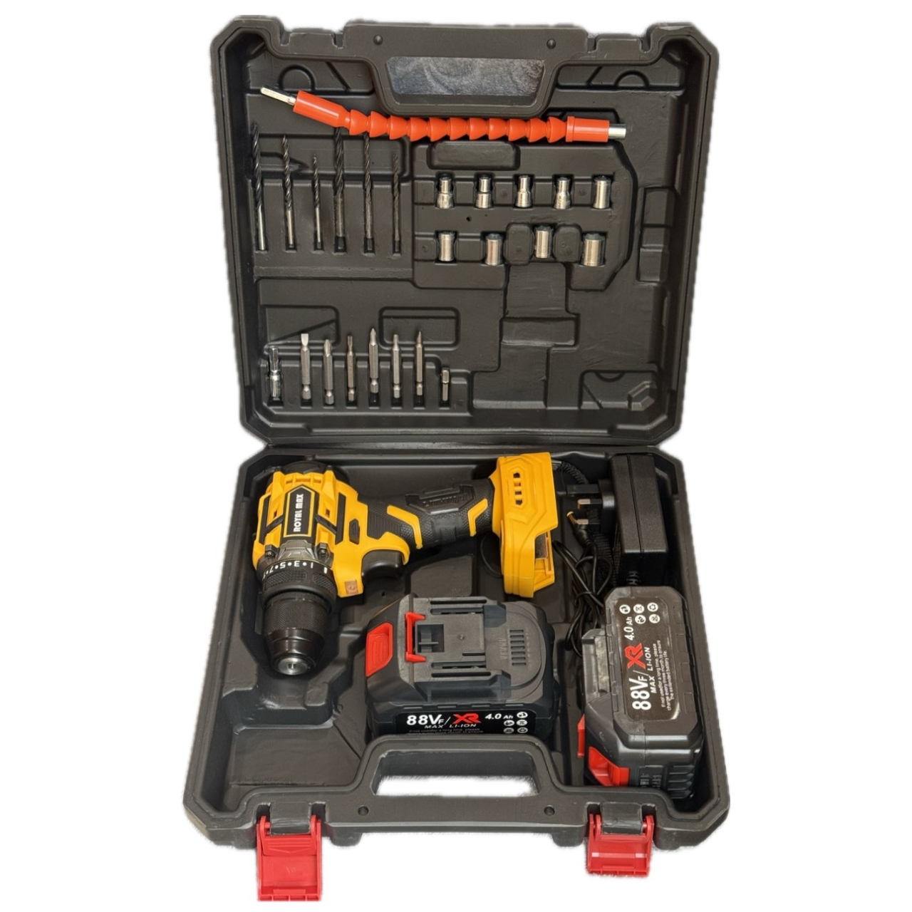 دریل پیچ گوشتی شارژی براشلس رویال مکس مدل 88VOLT مجموعه 42 عددی