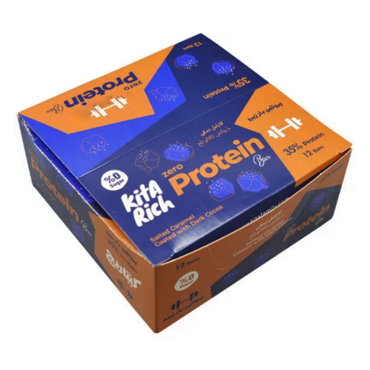 پروتئین بار زیرو کارامل نمکی و شکلات تلخ کیتاریچ - 45 گرم بسته 12 عددی