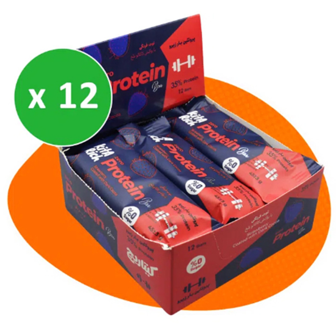 پروتئین بار زیرو توت فرنگی و شکلات تلخ کیتاریچ - 45 گرم بسته 12 عددی