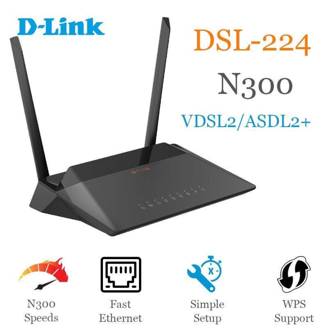 مودم روتر VDSL/ADSL دی-لینک مدل DSL224 - VDSL2/ADSL2+ Wireless N300 4-port router
