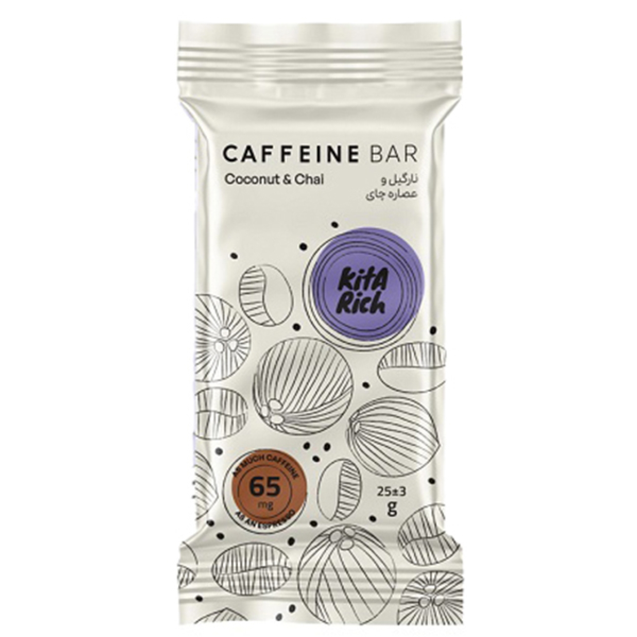 کافئین بار نارگیل و عصاره چای کیتاریچ - 25 گرم بسته 12عددی