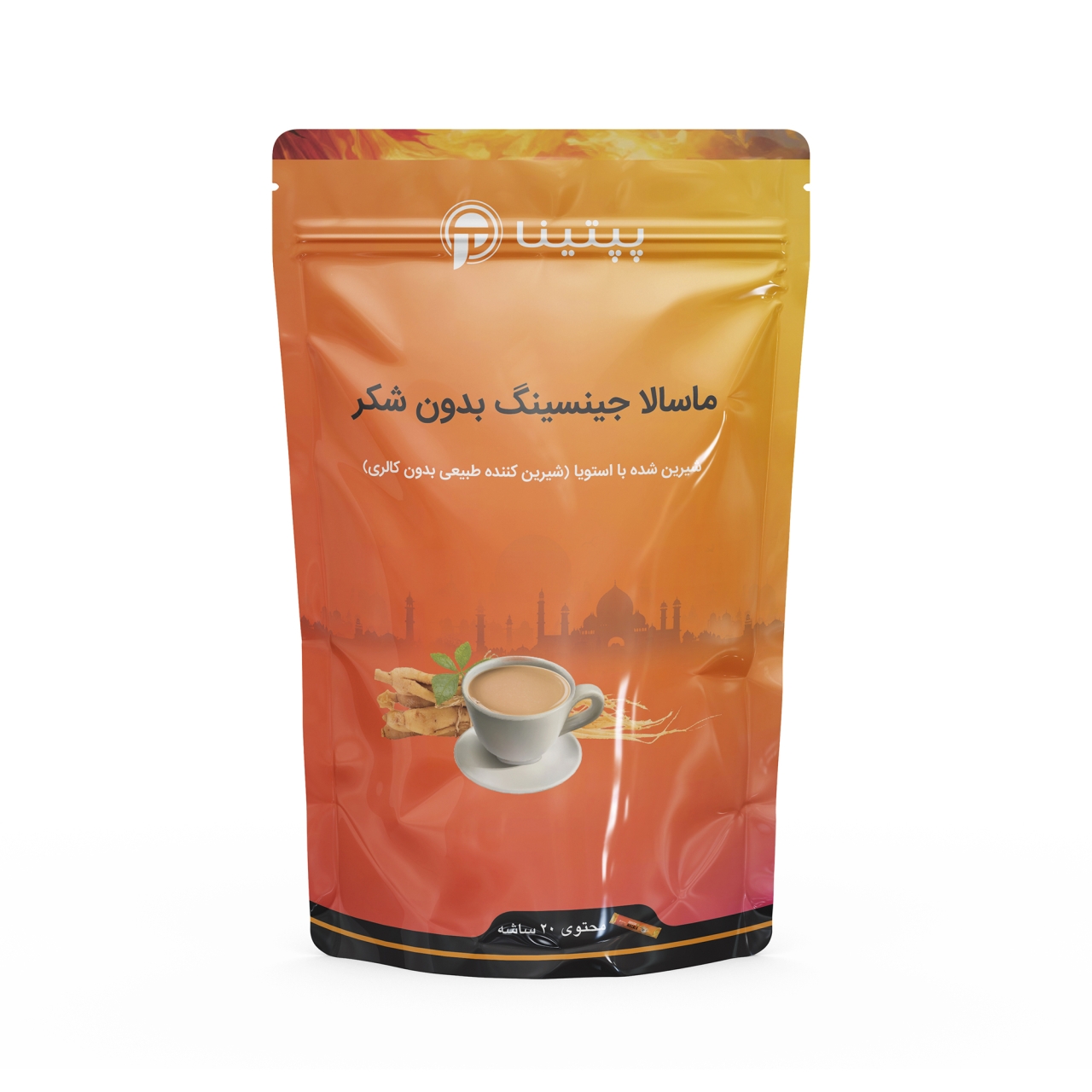 چای ماسالا با جینسینگ تشریفاتی بدون شکر پپتینا بسته 20 عددی