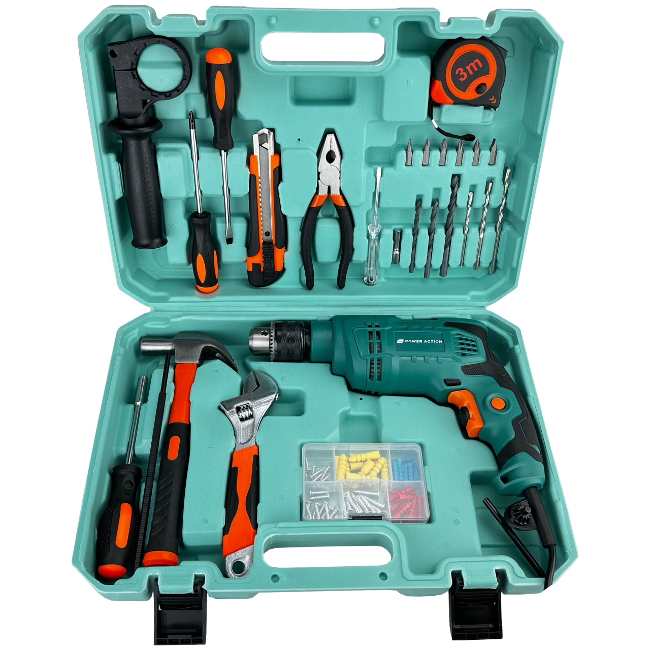 دریل چکشی پاور اکشن مدل ID 750-B مجموعه 28 عددی