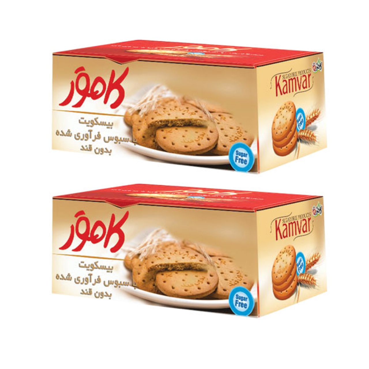 بیسکویت رژیمی با سبوس فرآوری شده بدون قند کامور - 200 گرم بسته 2 عددی